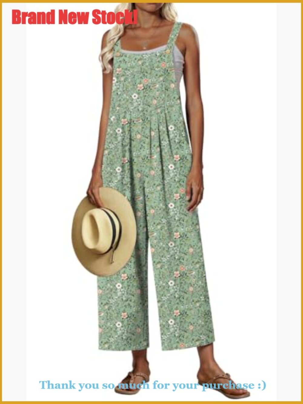 Polyester Jumpsuit with Adjustable Straps and Side Pockets